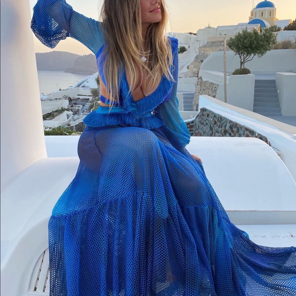 NWT PATBO blue ombre netted beach dress